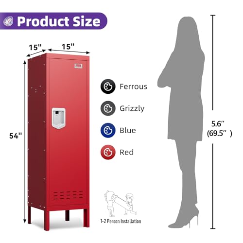 Metal Cabinet with Lockable Door for Office, Gym, School, Home A290