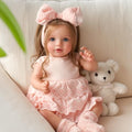 Lifelike Reborn Baby Doll 20 Inch Brown Hair Girl with Clothes and Toy Accessories H822