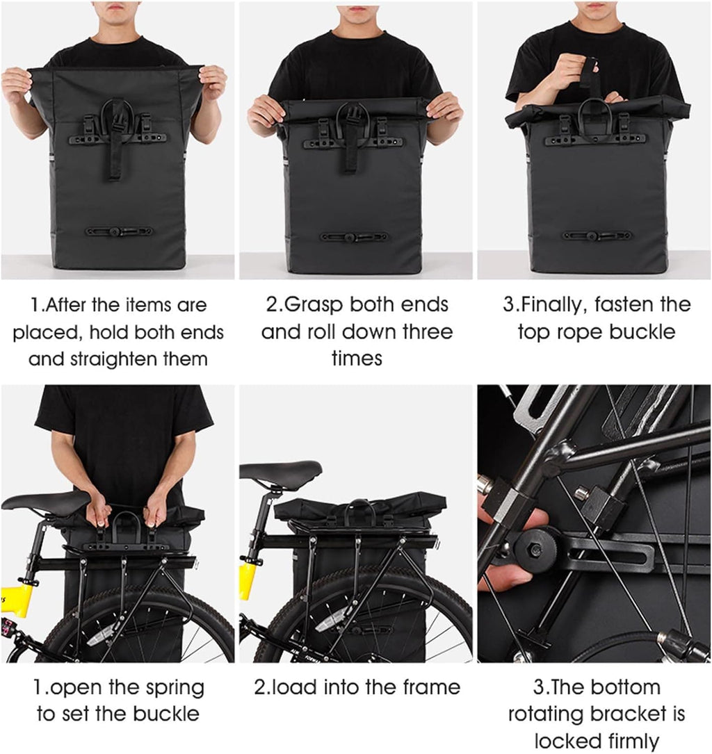 Bike Rear Rack Bag 30L with Reflective Stripe Q6890