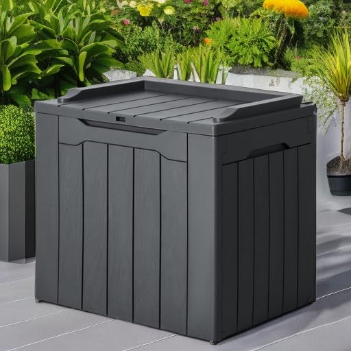 31 Gallon Resin Deck Box Waterproof Indoor Outdoor Storage for Patio Cushions and Garden Tools L90121