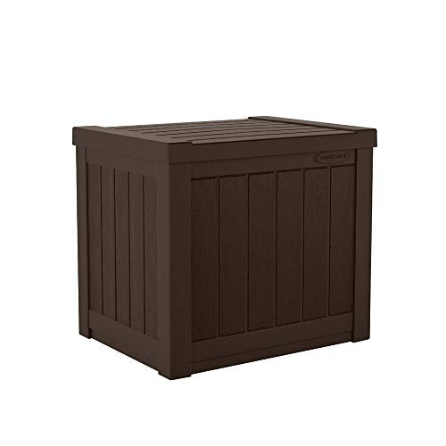 Outdoor Storage Box 22 Gallon Resin Deck Box with Flat-Lid Bench Seating B591
