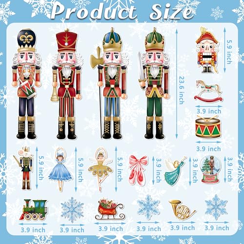 Christmas Garage Door Decoration Magnet 19Pcs Nutcracker Snowflake Fridge Stickers I122182