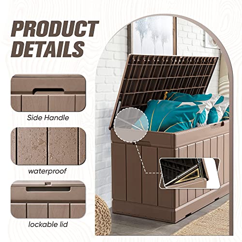 31 Gallon Resin Deck Box Waterproof Indoor Outdoor Storage for Patio Cushions and Garden Tools L90121