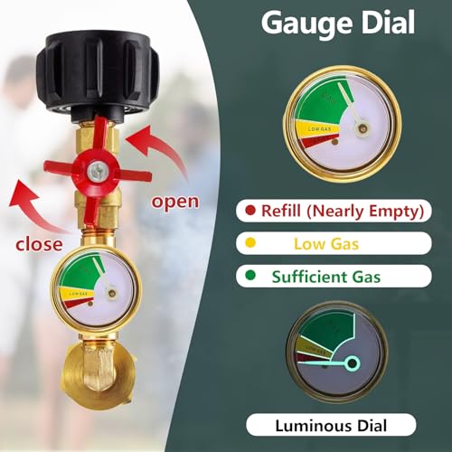 Propane Refill Adapter for 1 lb Tanks with Gauge Valve, Solid Brass O85416