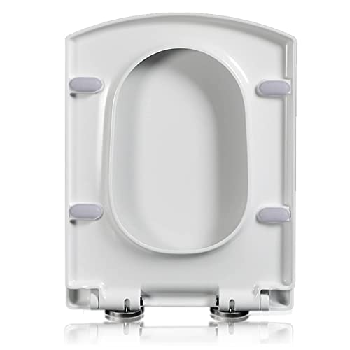 Soft Close Toilet Seat, Toilet seat, Square with Easy Quick Release Top Fix Adjustable Hinges, Square Toilet Lid Slow Close, White,03A