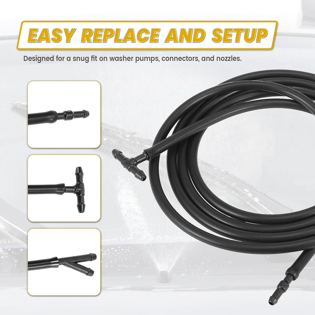 Car Windshield Washer Hose Kit with Connectors, 13Ft Rubber Hose C29805