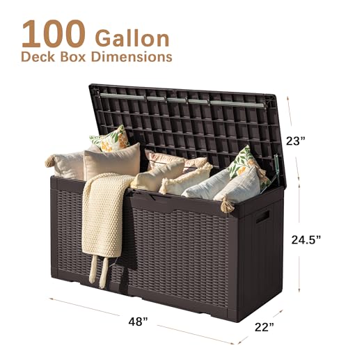 30 Gallon Waterproof Resin Deck Box for Outdoor Patio and Garden Storage Q30388