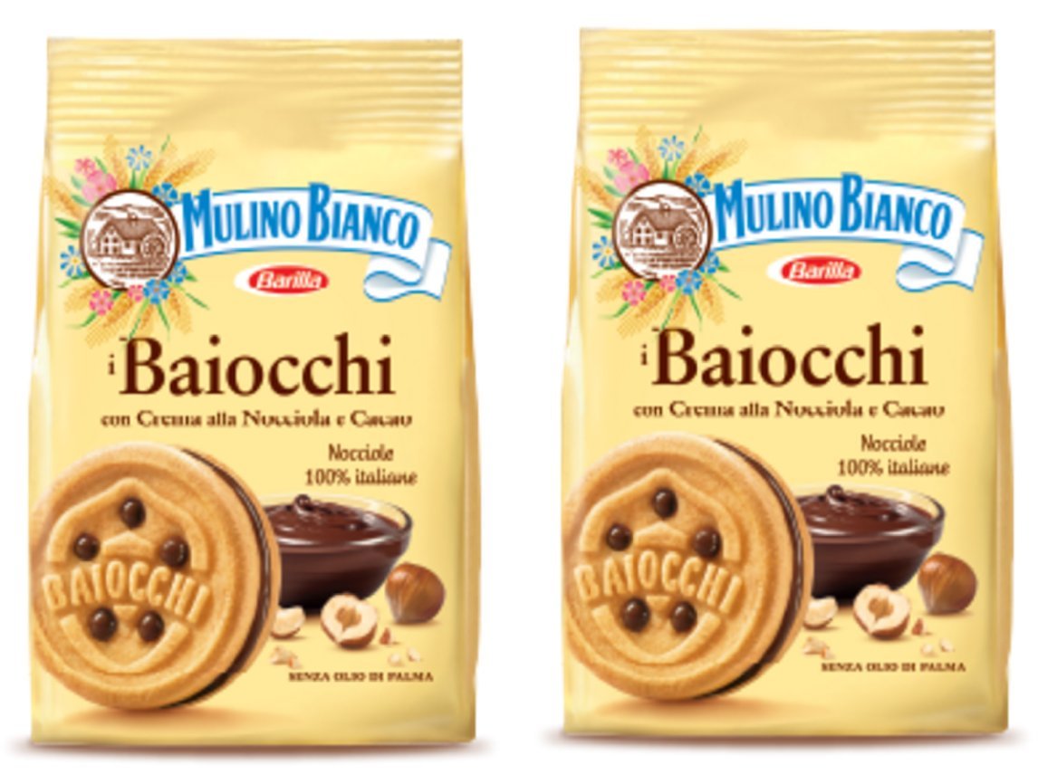 Mulino Bianco: "i Baiocchi" Cookies with cream hazelnut and cocoa - 9.17 Oz (260g) - Pack of 2 [ Italian Import ]