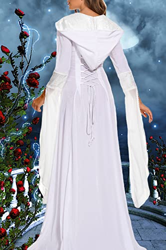 Medieval Victorian Dress for Women, Vintage Witch Halloween Costume with Hood W9109