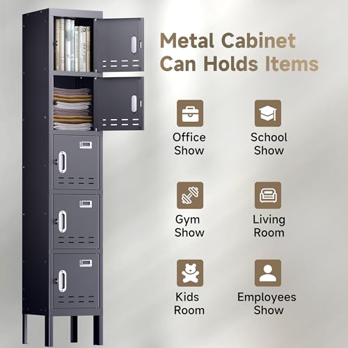 Metal Storage Cabinet, 5 Doors, Blue W429
