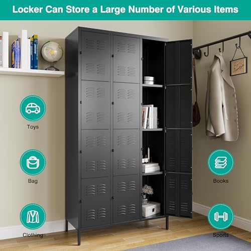 Vintage Metal Locker with Hooks, Lockable Single Door Storage M901