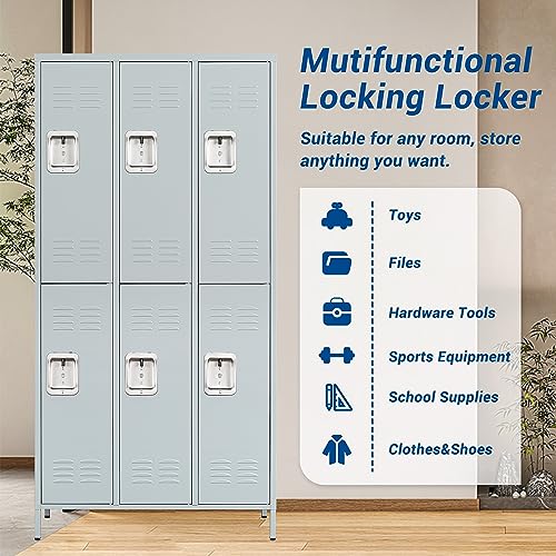 3-Door Blue Steel Storage Locker for Office, School, Gym C68898