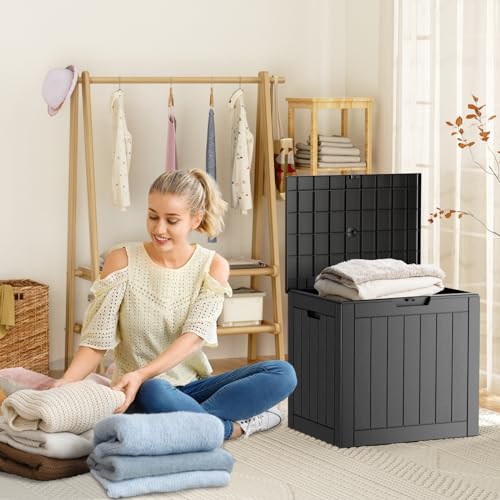 100 Gallon Resin Deck Box, Lockable Patio Outdoor Storage, Waterproof - Black F75230