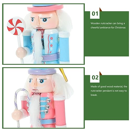 Christmas Candy Nutcracker Ornaments, 4pcs Pink Wooden Pastel Soldier Figures, 12cm M808422