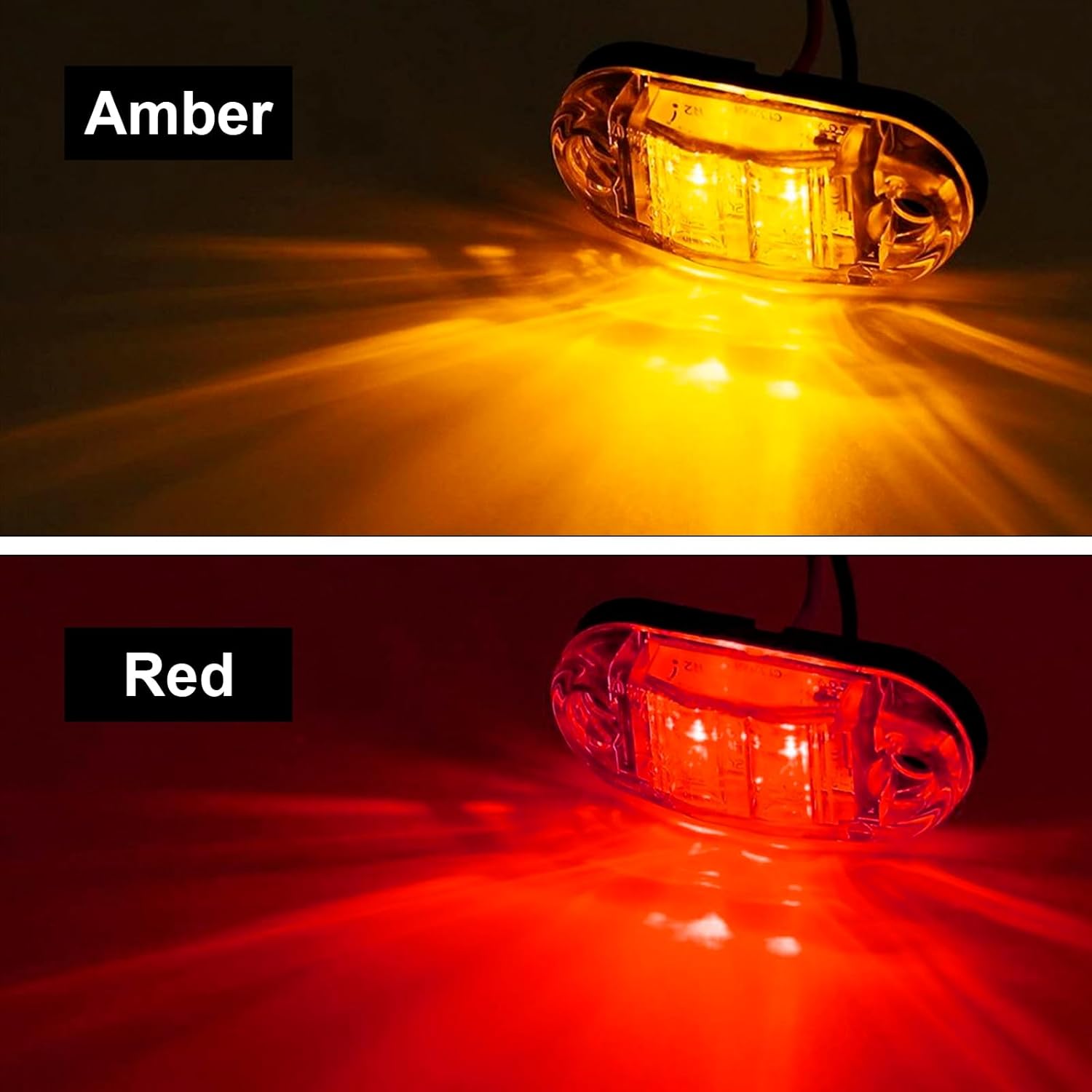 20 Pcs 2.5 Inch Oval Trailer Marker Lights LED Waterproof Running Lights J22892