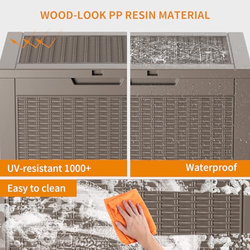 100 Gallon Resin Deck Box, Lockable Patio Outdoor Storage, Waterproof - Black F75230