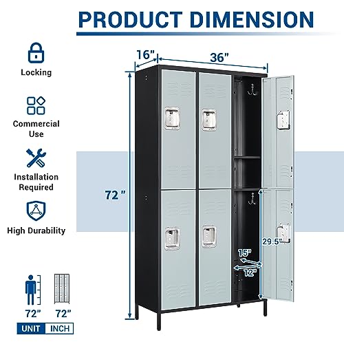 3-Door Blue Steel Storage Locker for Office, School, Gym C68898