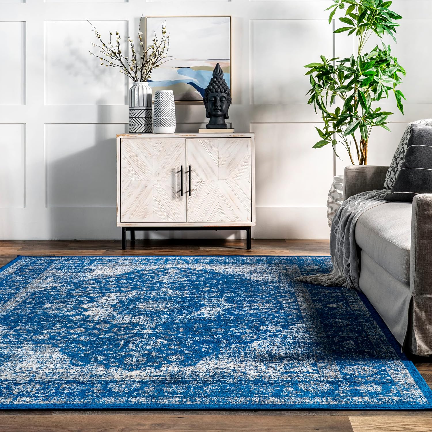 Vintage Persian Runner Rug, 2'8" x 8', Dark Blue M139