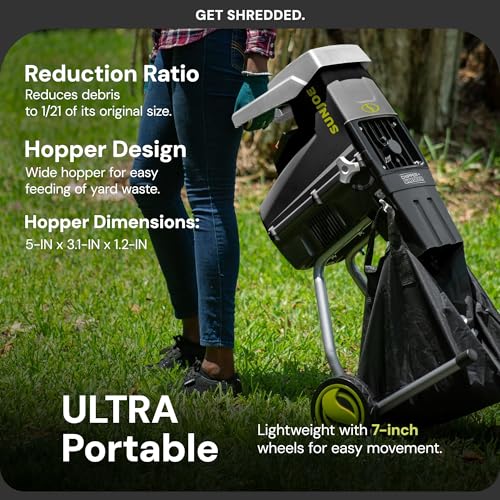 Wood Chipper Shredder, 15-Amp Corded Electric Yard Waste Machine with Collection Bag G953