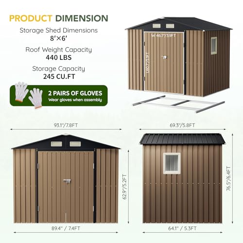 Outdoor Steel Storage Shed with Lockable Doors and Window L987864
