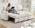81" Sleeper Sofa Bed with Pull Out Bed, L Shaped Couch Sectional Sleeper Sofa, Pull Out Couch with Reversible Storage Chaise, Side Pockets, Tool-Free Assembly, Chenille Beige