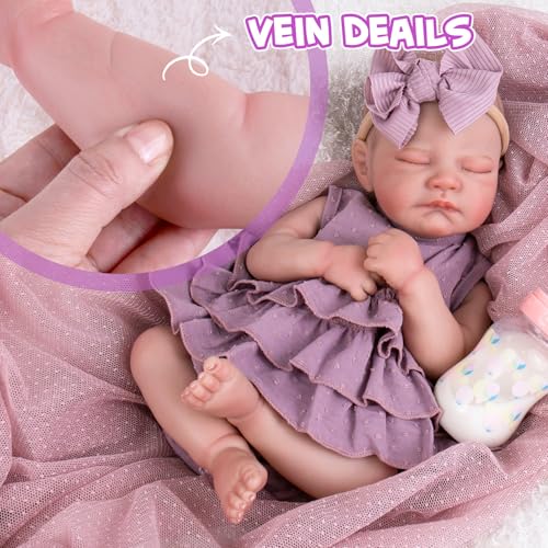 Lifelike Reborn Baby Girl Doll 20 Inch with Poseable Limbs and Feeding Kit O517460