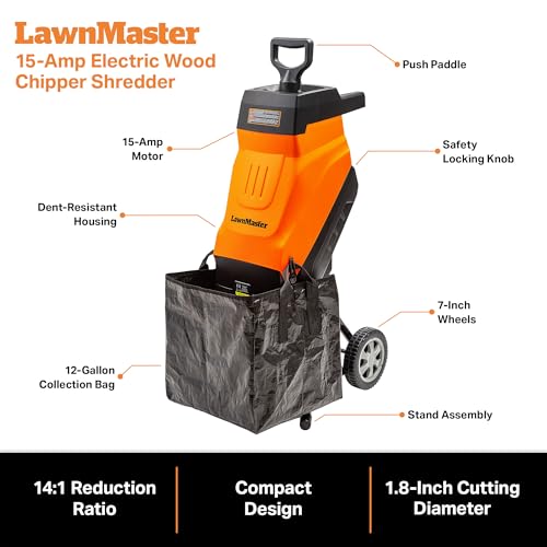 Electric Wood Chipper Shredder 15-Amp 1.8-Inch Cutting Diameter L9322