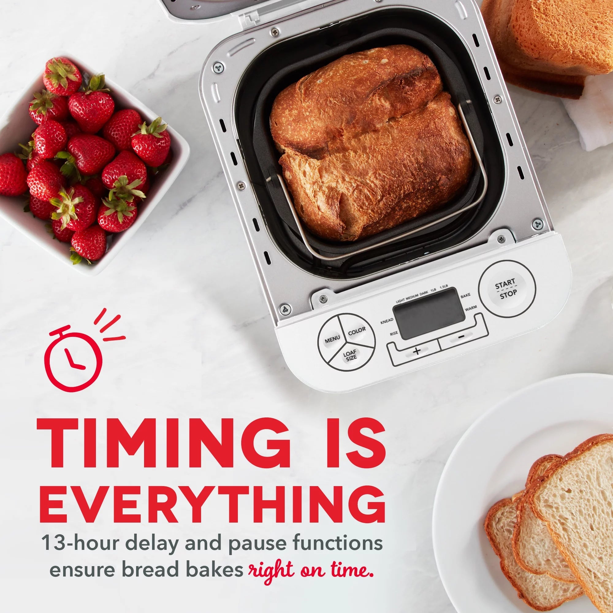 Stainless Steel Bread Maker, 1.5lb Loaf, 12 Settings A945630
