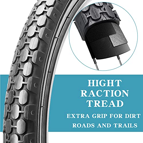 2 Pack 26" x 2.125" Beach Cruiser Bike Tires, Black Wall/White Side Wall K2140