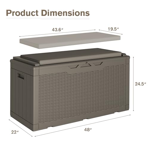 31 Gallon Resin Deck Box Waterproof Indoor Outdoor Storage for Patio Cushions and Garden Tools L90121