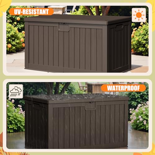 30 Gallon Waterproof Resin Deck Box for Outdoor Patio and Garden Storage Q30388