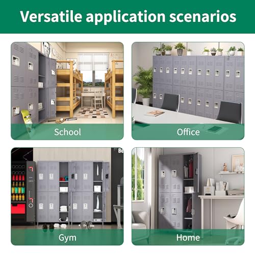 3-Door Steel Storage Locker with Shelves and Hooks I822961