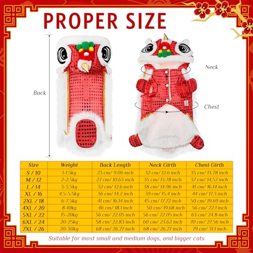 Lion Dance Dog Costume with Sequins for Chinese New Year Pet Outfit D95409