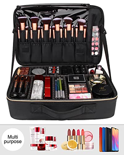 Large Capacity 3 Layer Makeup Case Cosmetic Organizer with Brush Bag R31262