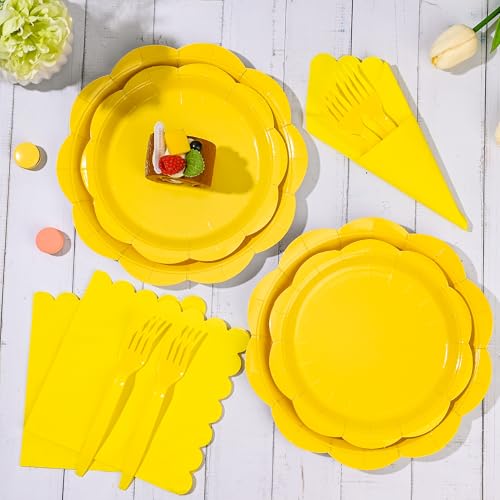 Ivory Paper Plates and Napkins Set for 50 Guests, Disposable Tableware with Utensils M509