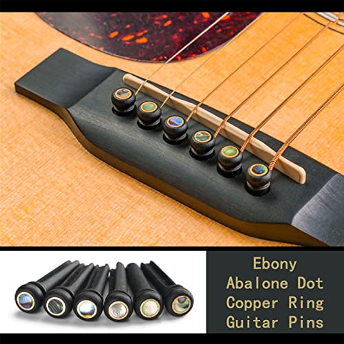 Acoustic Guitar Bone Bridge Saddle Nut with 6 Abalone Dot Bridge Pins and Puller V248