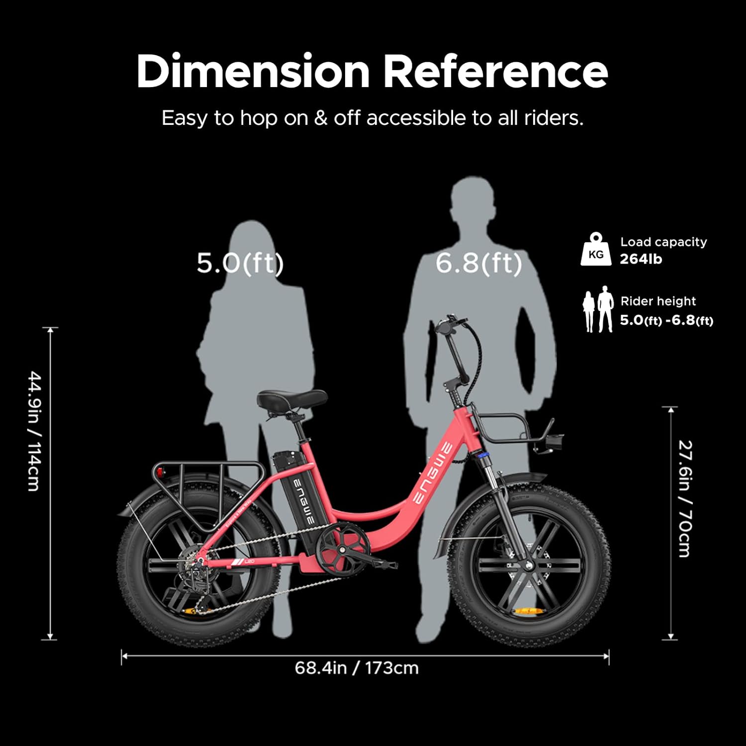 Electric Bike for Adults 20" Fat Tire Step-Thru 48V 7-Speed A16496
