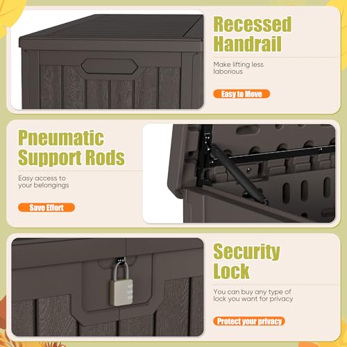 30 Gallon Waterproof Resin Deck Box for Outdoor Patio and Garden Storage Q30388