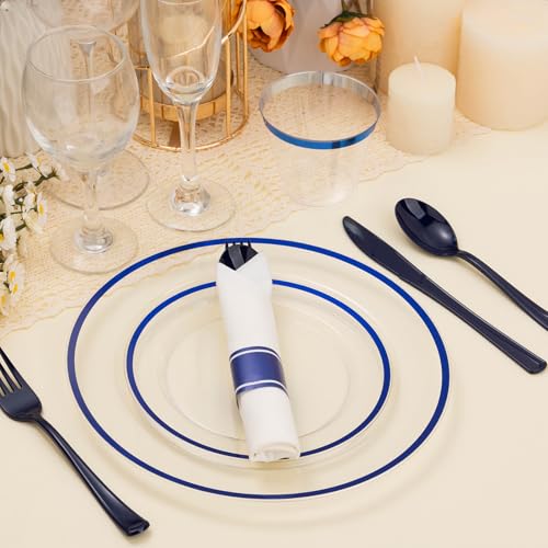 Disposable Plates and Cups Set for 50 Guests with Napkins and Cutlery V71219