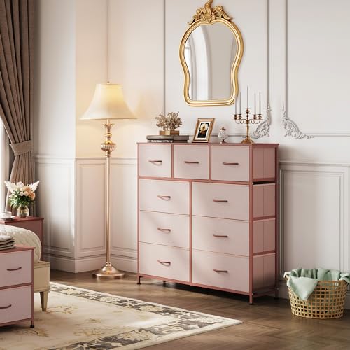 9-Drawer Fabric Storage Tower for Bedroom, Closet, Tall Chest Organizer with Steel Frame R839993