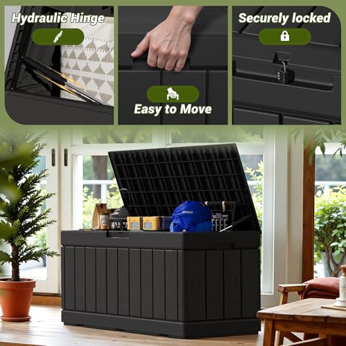 30 Gallon Waterproof Resin Deck Box for Outdoor Patio and Garden Storage Q30388