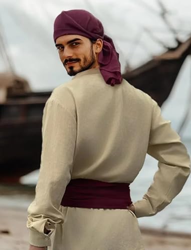 Men's Pirate Costume Outfit with Pants, Shirt, Sash and Accessories P814