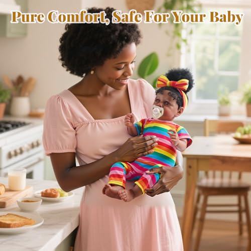 Reborn Baby Doll Black - Lifelike Soft Body African American Newborn Girl 20 Inch Gift Set with Toy Accessories Q335463