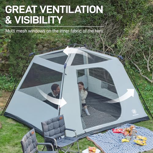 6 Person Instant Cabin Tent with Vestibule, Water-Resistant J5364