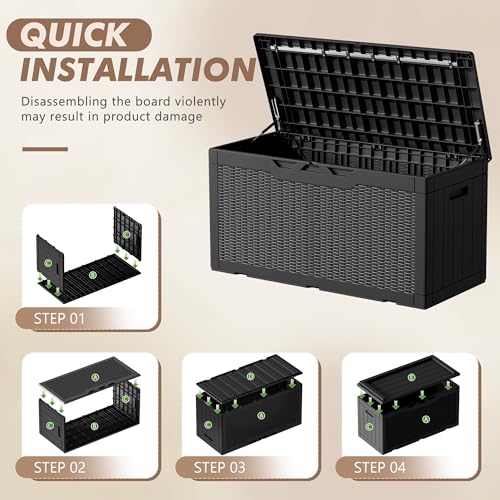 Outdoor Resin Deck Box 120 Gallon Waterproof Lockable F693676