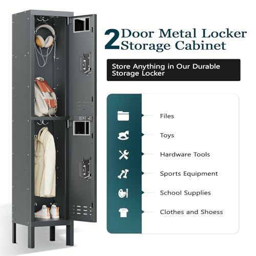 5-Door Steel Storage Locker with Hooks and Card Slots M92401