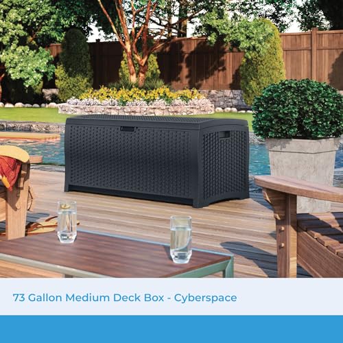 Outdoor Storage Box 73 Gallon Waterproof Deck Box with Lockable Lid W104830