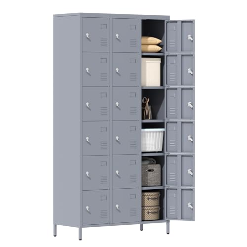 3-Door Steel Storage Locker with Shelves and Hooks I822961