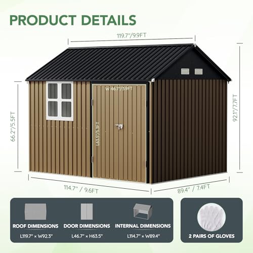 Outdoor Steel Storage Shed with Lockable Doors and Windows E249038