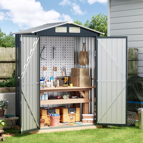 Outdoor Steel Storage Shed with Lockable Doors and Window L987864